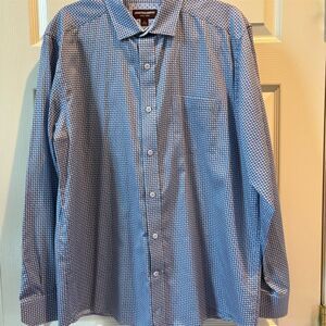 Johnston & Murphy Men's Geometric Blue Button-Up Shirt Size L